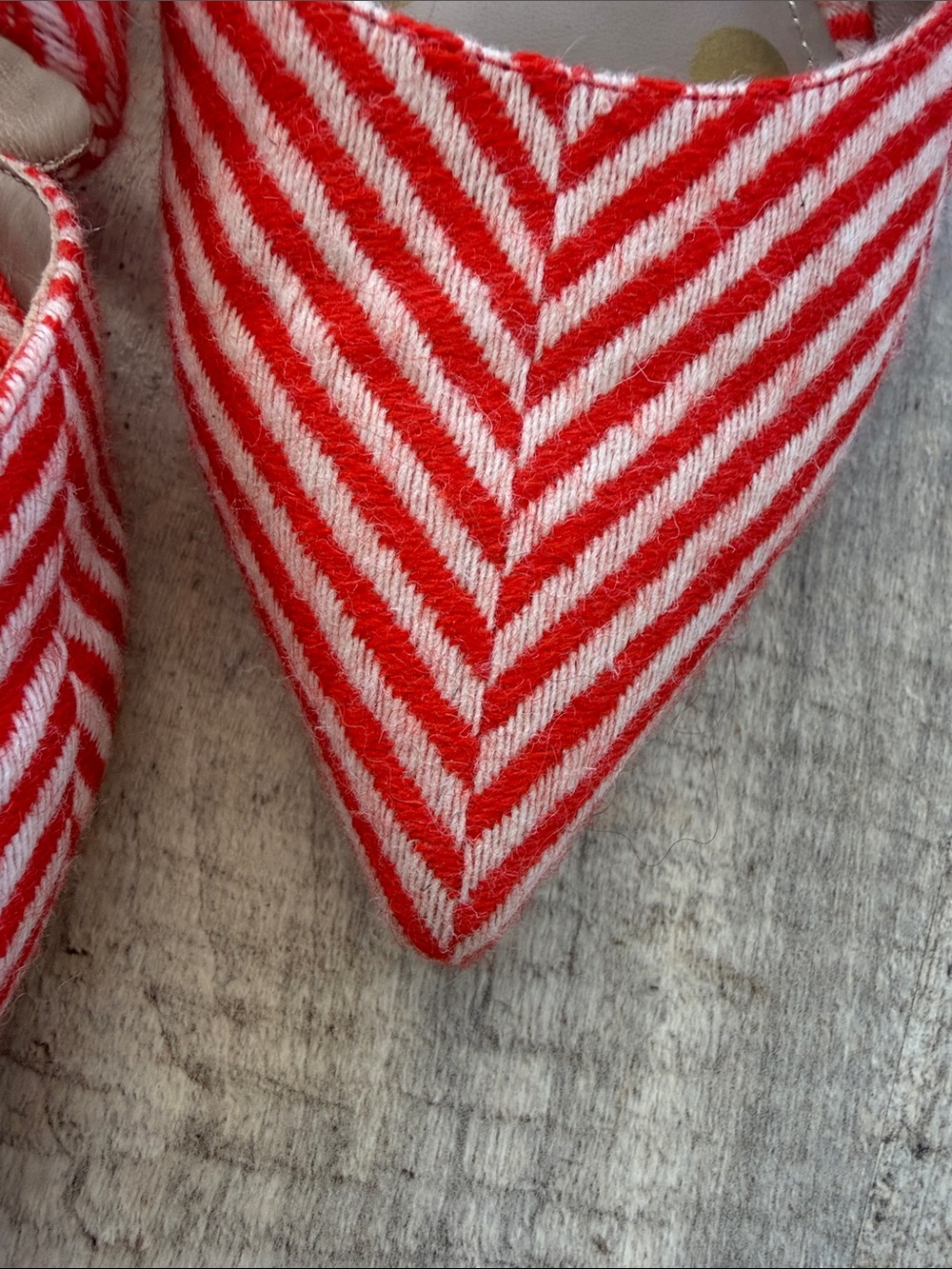Boden Red & White Striped Pointed Mary Jane Flats with Bow Strap - Picture 3 of 4